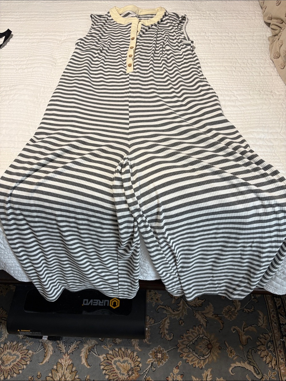Striped Wide-Leg Women's jumpsuit with Contrast Trim